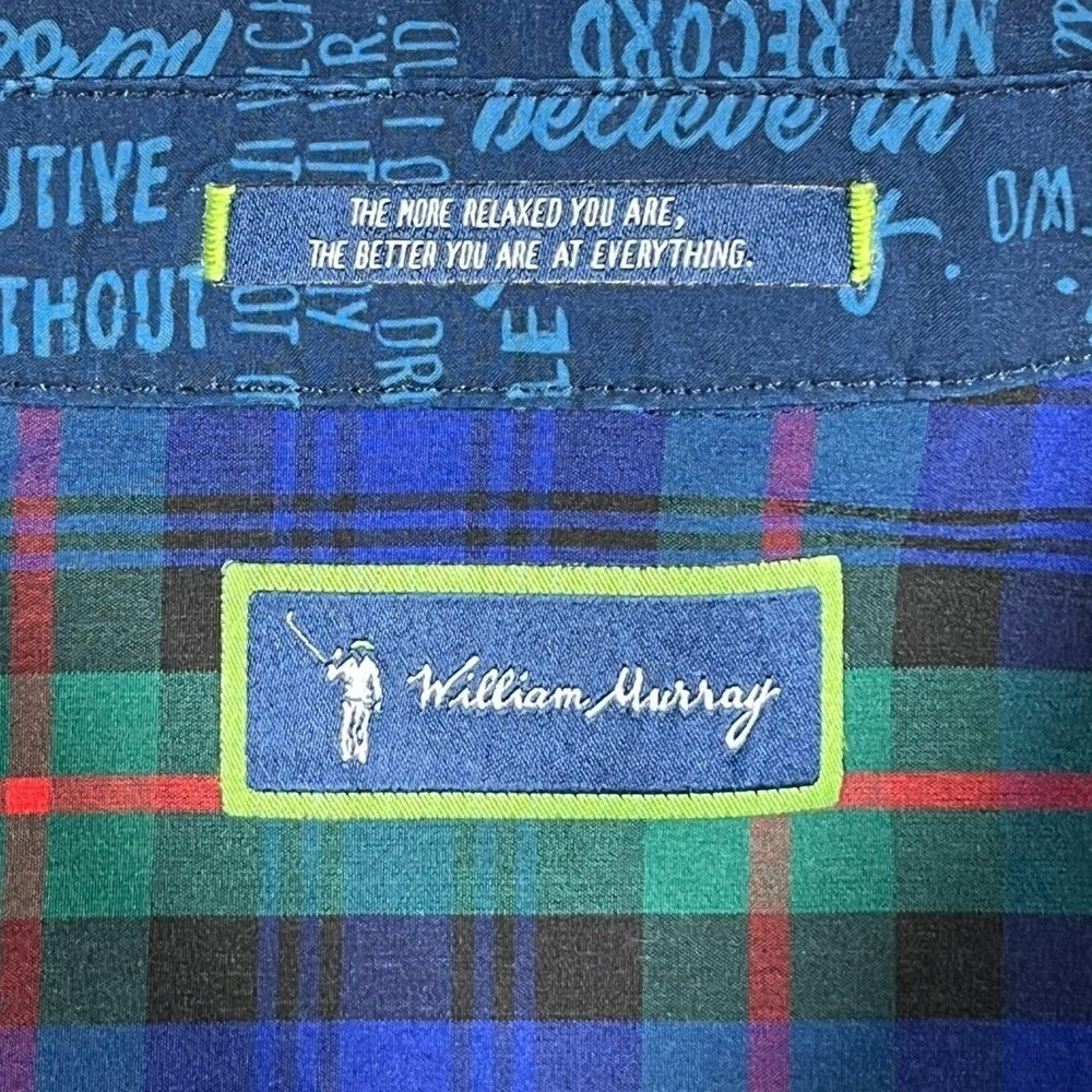 William Murray Golf Button Up Shirt Mens Large Navy Blue Typography Print - Picture 2 of 16